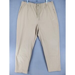 Nike Lifestyle Club Mens XL Tan Khaki Drawstring Elastic Waist Relaxed Fit Pant